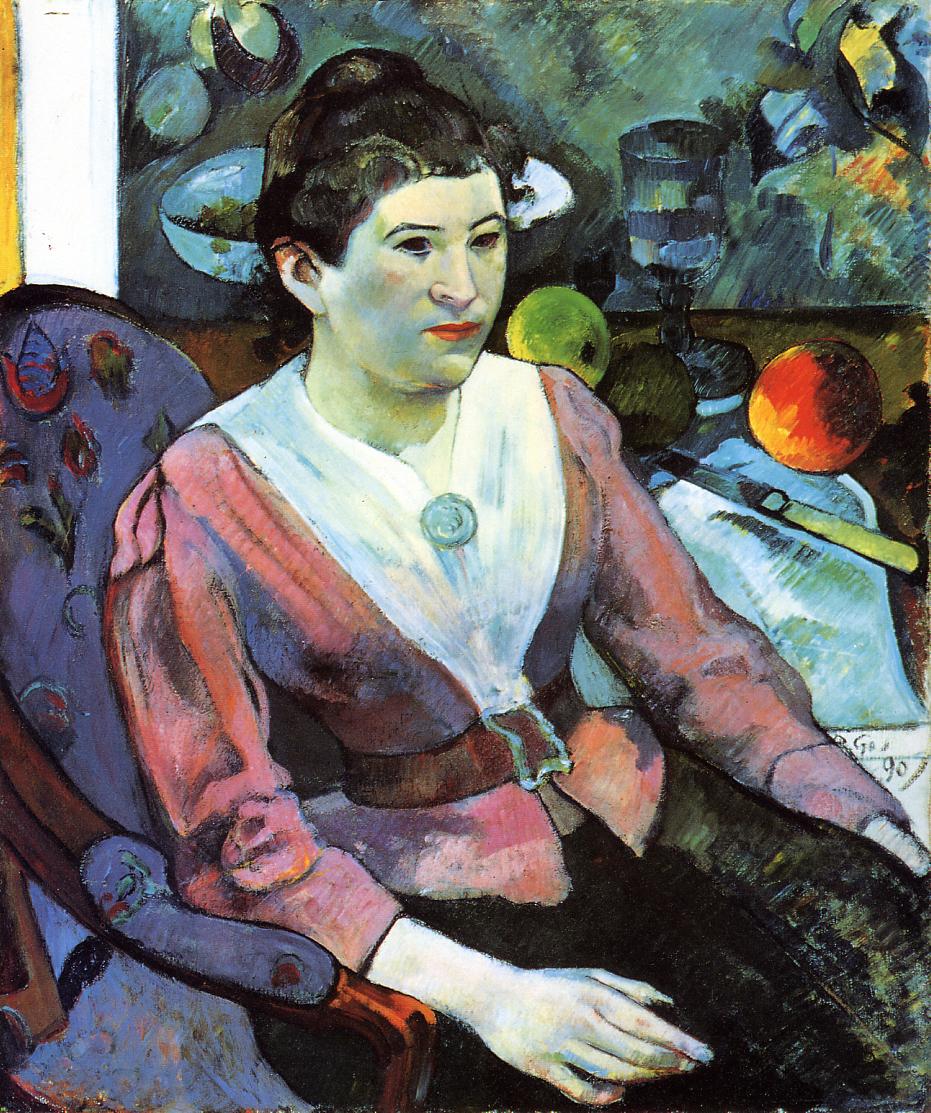 Portrait of a Woman with Cezanne Still Life - Paul Gauguin Painting
